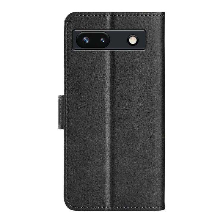 Black leather flip phone case with magnetic buckle and rear camera cutout