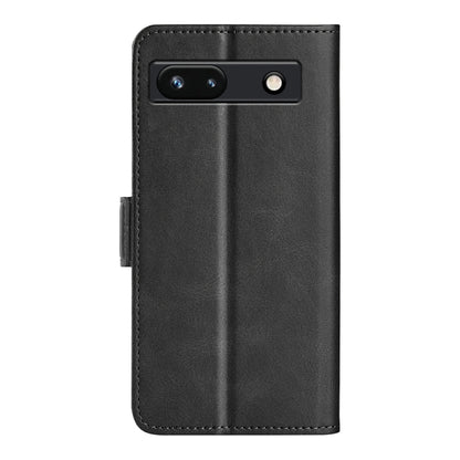 Black leather flip phone case with magnetic buckle and rear camera cutout