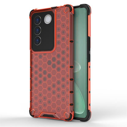 Shockproof honeycomb phone case for vivo, orange with hex pattern and shockproof corners