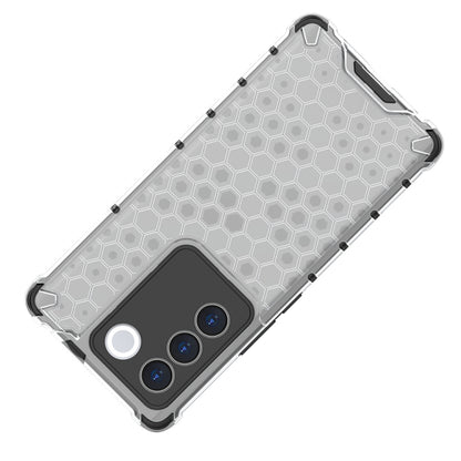 Shockproof honeycomb phone case for vivo, white hex pattern case with camera lens opening