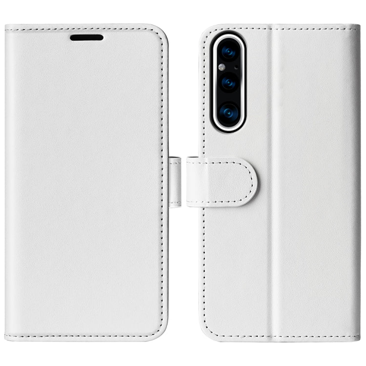 White textured flip leather phone case for Sony Xperia 1 V, with side cutouts