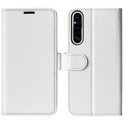 White textured flip leather phone case for Sony Xperia 1 V, with side cutouts