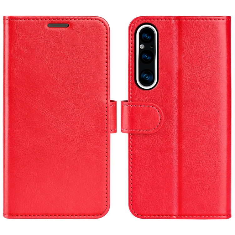 Red textured flip leather phone case for Sony Xperia 1 V, with flip closure