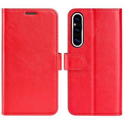 Red textured flip leather phone case for Sony Xperia 1 V, with flip closure