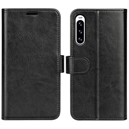 Black horizontal flip leather phone case with magnetic clasp and cutout for camera