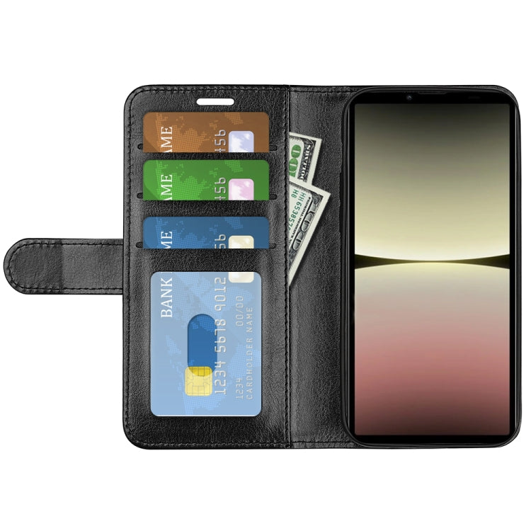 Black flip leather phone case with card slots and magnetic front flap