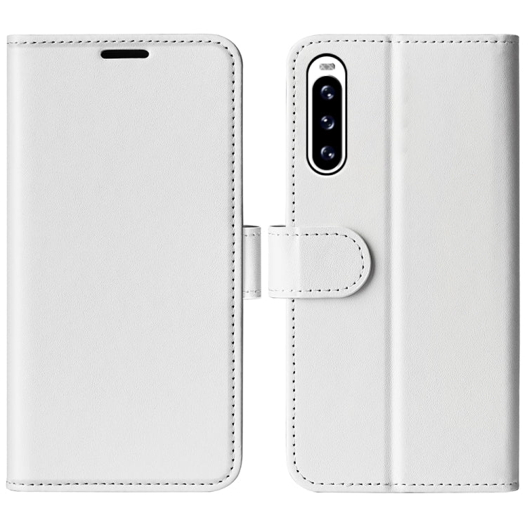 White horizontal flip leather phone case with magnetic clasp and camera cutout
