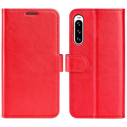 Red horizontal flip leather phone case with magnetic clasp and camera cutout