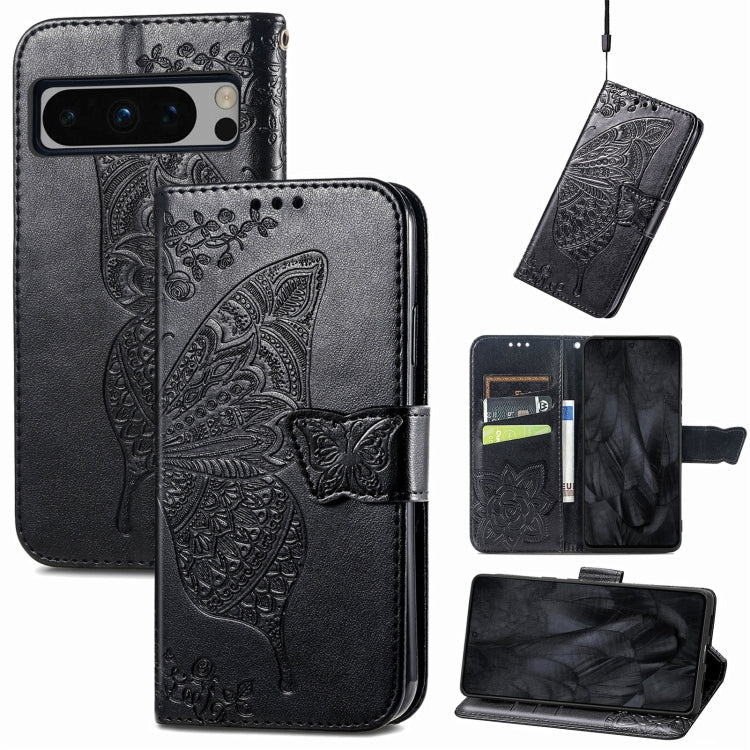 Butterfly Love Flower Embossed Leather Phone Case, For Google Pixel 11 Pro XL, For Google Pixel 9, For Google Pixel 8 Pro, For Google Pixel 8