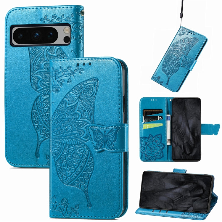 Butterfly Love Flower Embossed Leather Phone Case, For Google Pixel 11 Pro XL, For Google Pixel 9, For Google Pixel 8 Pro, For Google Pixel 8