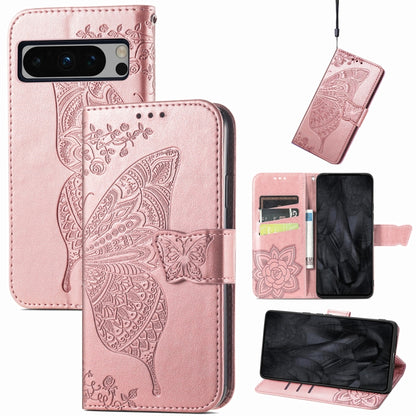 Butterfly Love Flower Embossed Leather Phone Case, For Google Pixel 11 Pro XL, For Google Pixel 9, For Google Pixel 8 Pro, For Google Pixel 8