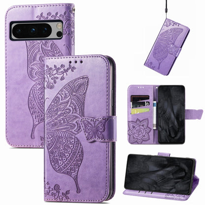 Butterfly Love Flower Embossed Leather Phone Case, For Google Pixel 11 Pro XL, For Google Pixel 9, For Google Pixel 8 Pro, For Google Pixel 8