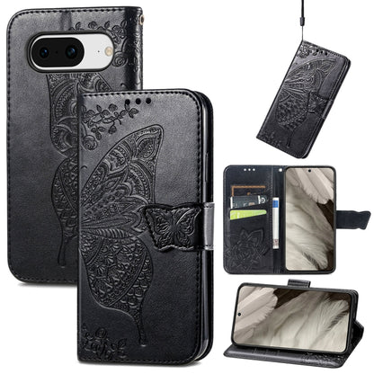 Butterfly Love Flower Embossed Leather Phone Case, For Google Pixel 11 Pro XL, For Google Pixel 9, For Google Pixel 8 Pro, For Google Pixel 8