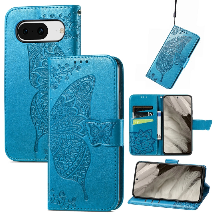 Butterfly Love Flower Embossed Leather Phone Case, For Google Pixel 11 Pro XL, For Google Pixel 9, For Google Pixel 8 Pro, For Google Pixel 8