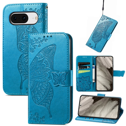 Butterfly Love Flower Embossed Leather Phone Case, For Google Pixel 11 Pro XL, For Google Pixel 9, For Google Pixel 8 Pro, For Google Pixel 8