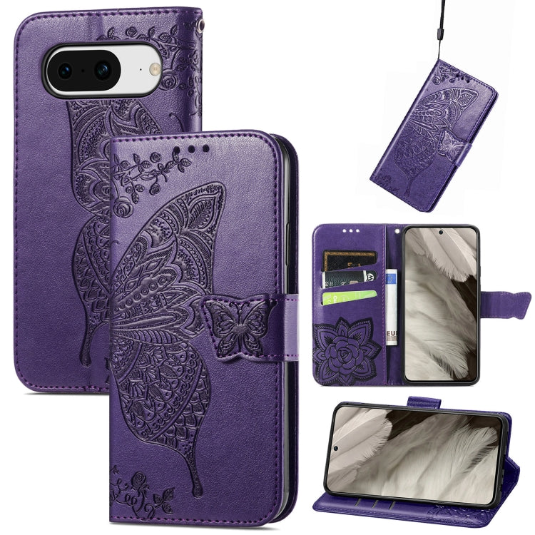Butterfly Love Flower Embossed Leather Phone Case, For Google Pixel 11 Pro XL, For Google Pixel 9, For Google Pixel 8 Pro, For Google Pixel 8