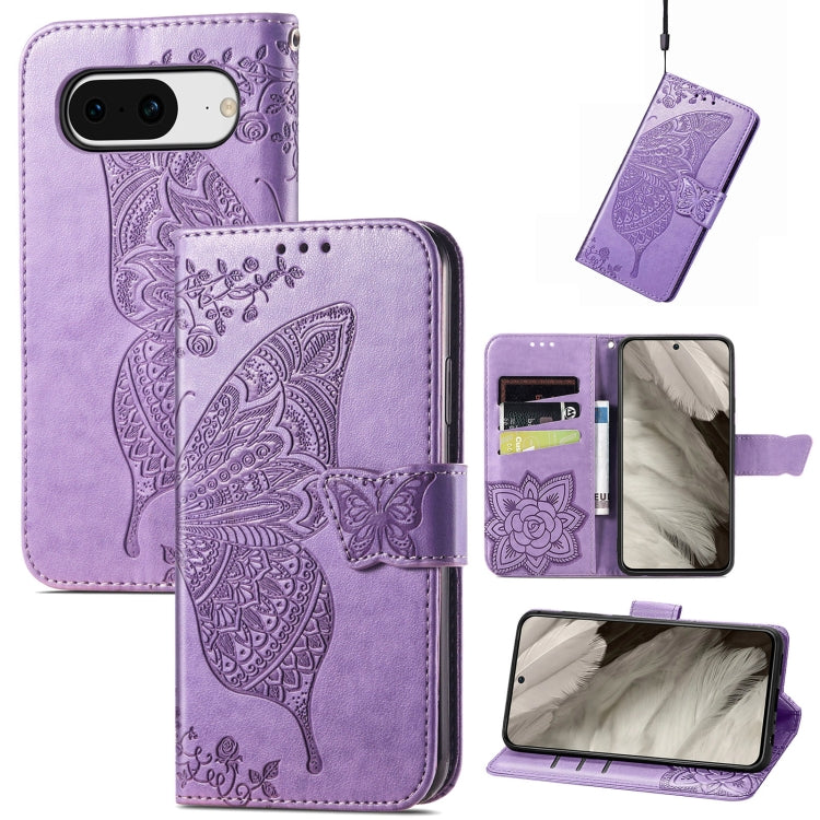 Butterfly Love Flower Embossed Leather Phone Case, For Google Pixel 11 Pro XL, For Google Pixel 9, For Google Pixel 8 Pro, For Google Pixel 8