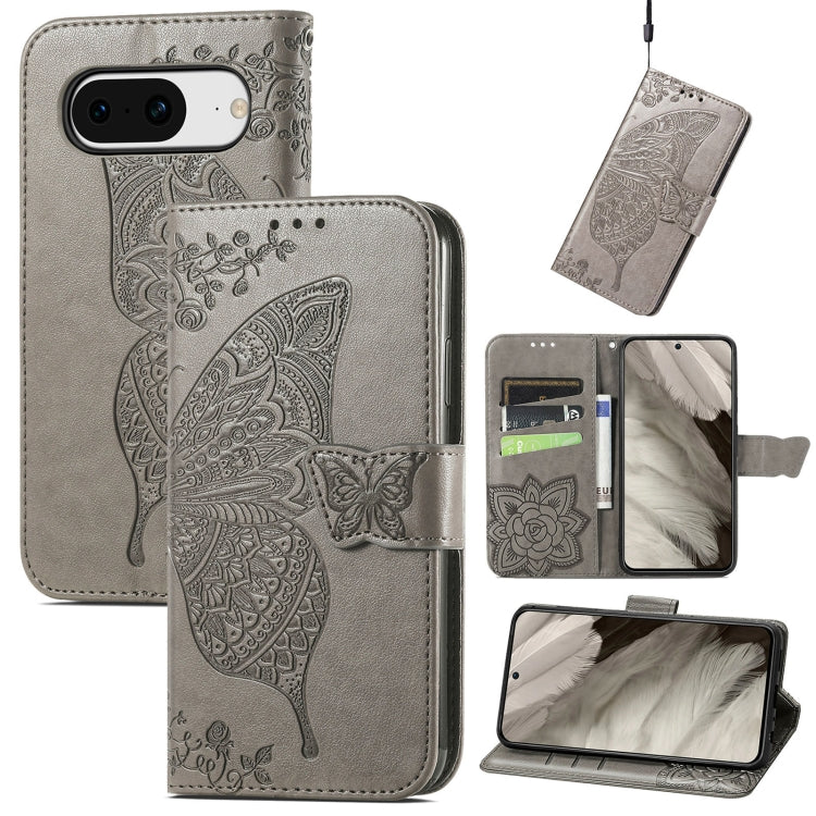 Butterfly Love Flower Embossed Leather Phone Case, For Google Pixel 11 Pro XL, For Google Pixel 9, For Google Pixel 8 Pro, For Google Pixel 8