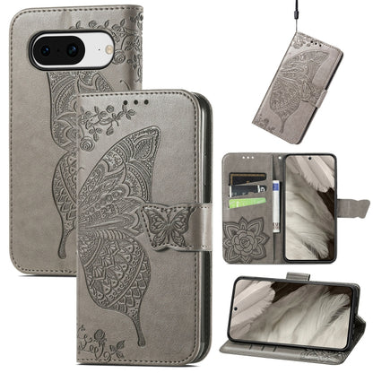 Butterfly Love Flower Embossed Leather Phone Case, For Google Pixel 11 Pro XL, For Google Pixel 9, For Google Pixel 8 Pro, For Google Pixel 8