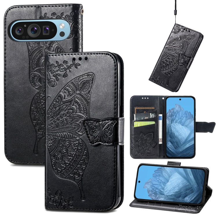 Butterfly Love Flower Embossed Leather Phone Case, For Google Pixel 11 Pro XL, For Google Pixel 9, For Google Pixel 8 Pro, For Google Pixel 8