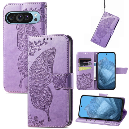 Butterfly Love Flower Embossed Leather Phone Case, For Google Pixel 11 Pro XL, For Google Pixel 9, For Google Pixel 8 Pro, For Google Pixel 8