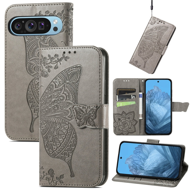 Butterfly Love Flower Embossed Leather Phone Case, For Google Pixel 11 Pro XL, For Google Pixel 9, For Google Pixel 8 Pro, For Google Pixel 8