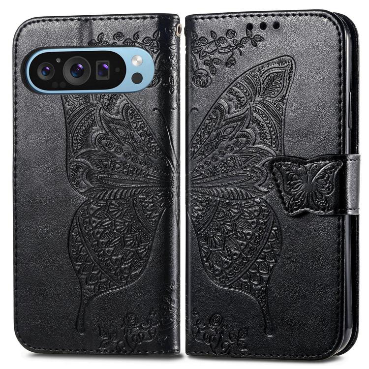 Butterfly Love Flower Embossed Leather Phone Case, For Google Pixel 11 Pro XL, For Google Pixel 9, For Google Pixel 8 Pro, For Google Pixel 8