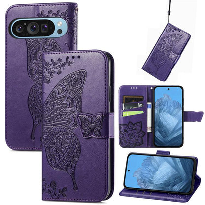 Butterfly Love Flower Embossed Leather Phone Case, For Google Pixel 11 Pro XL, For Google Pixel 9, For Google Pixel 8 Pro, For Google Pixel 8