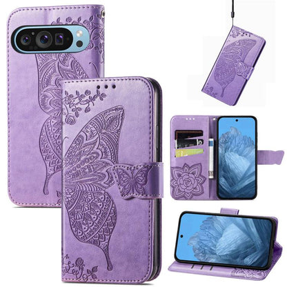 Butterfly Love Flower Embossed Leather Phone Case, For Google Pixel 11 Pro XL, For Google Pixel 9, For Google Pixel 8 Pro, For Google Pixel 8