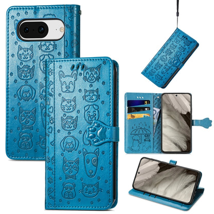 Cat and Dog Embossed Leather Phone Case, For Google Pixel 11 Pro XL, For Google Pixel 8 Pro, For Google Pixel 8