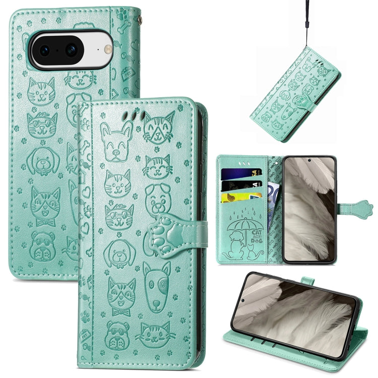 Cat and Dog Embossed Leather Phone Case, For Google Pixel 11 Pro XL, For Google Pixel 8 Pro, For Google Pixel 8