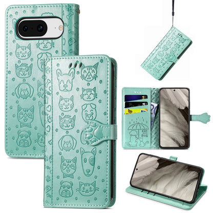 Cat and Dog Embossed Leather Phone Case, For Google Pixel 11 Pro XL, For Google Pixel 8 Pro, For Google Pixel 8