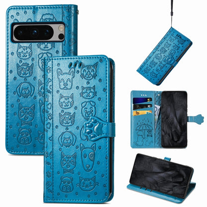 Cat and Dog Embossed Leather Phone Case, For Google Pixel 11 Pro XL, For Google Pixel 8 Pro, For Google Pixel 8