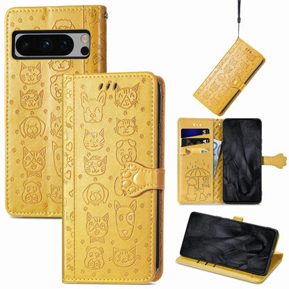 Cat and Dog Embossed Leather Phone Case, For Google Pixel 11 Pro XL, For Google Pixel 8 Pro, For Google Pixel 8