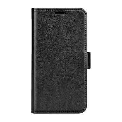 Black horizontal flip leather phone case with textured finish and secure fold-over cover