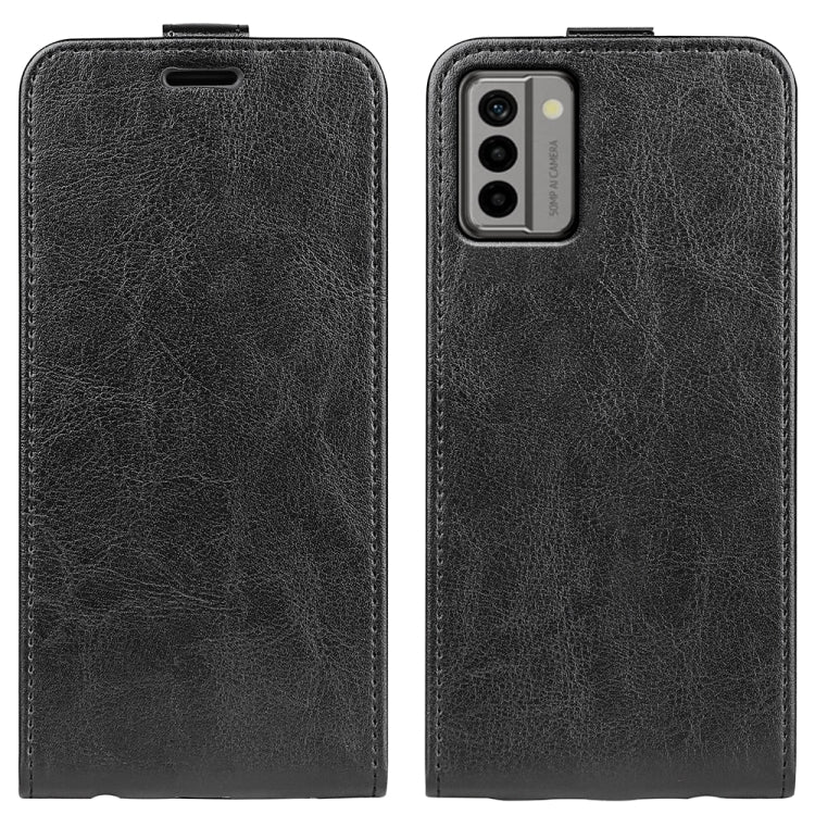 Vertical flip leather phone case for Nokia G22, black textured grain