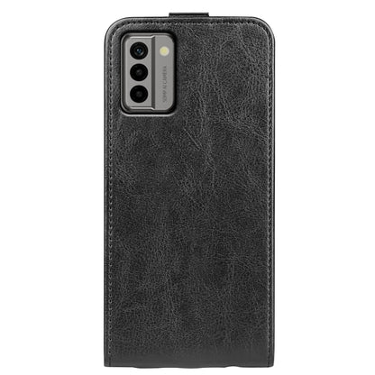 Black textured flip phone case for Nokia G22 with camera cutout