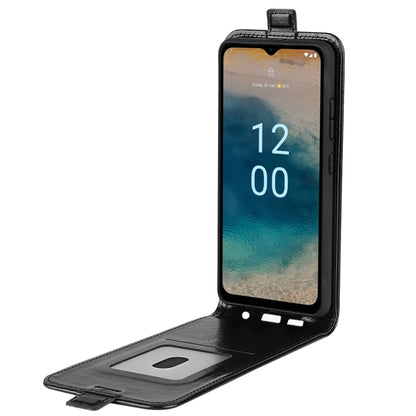 Black vertical flip leather phone case for Nokia G22 with stand and card slot