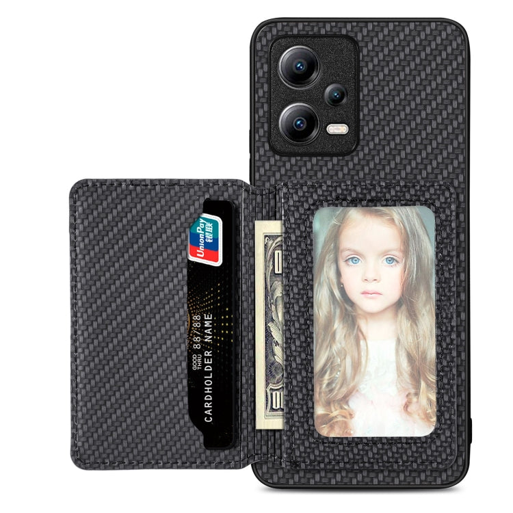 Carbon Fiber Magnetic Card Bag Phone Case, For Xiaomi Poco X5, For Xiaomi Redmi Note 10 5G, For Xiaomi Redmi Note 12 5G Global, For OPPO A74 5G