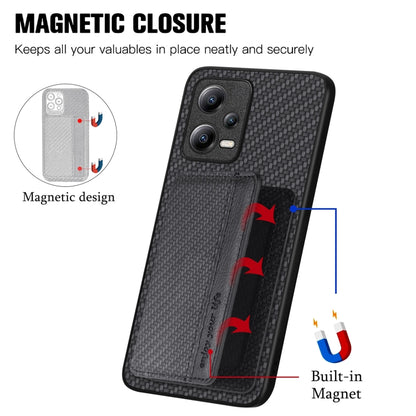 Carbon Fiber Magnetic Card Bag Phone Case, For Xiaomi Poco X5, For Xiaomi Redmi Note 10 5G, For Xiaomi Redmi Note 12 5G Global, For OPPO A74 5G