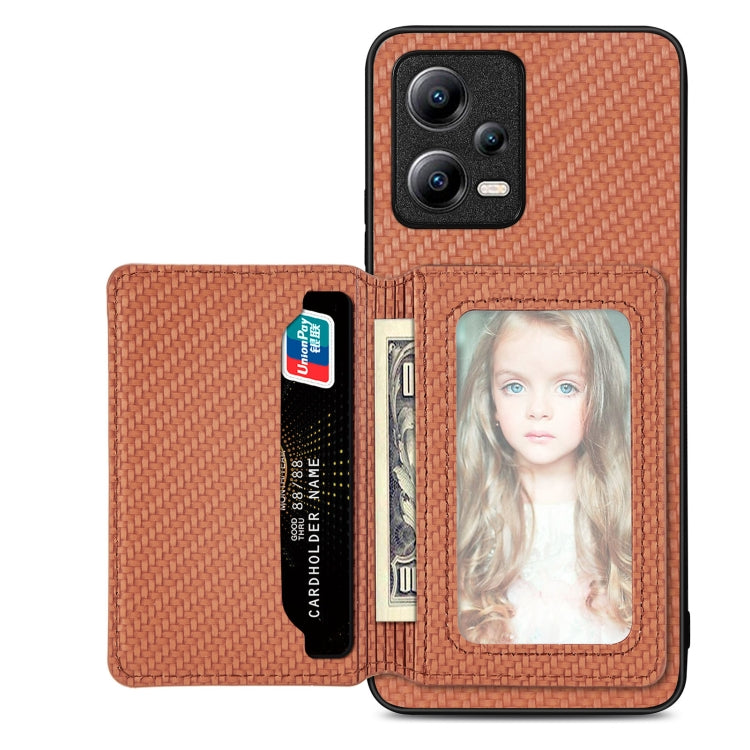 Carbon Fiber Magnetic Card Bag Phone Case, For Xiaomi Poco X5, For Xiaomi Redmi Note 10 5G, For Xiaomi Redmi Note 12 5G Global, For OPPO A74 5G