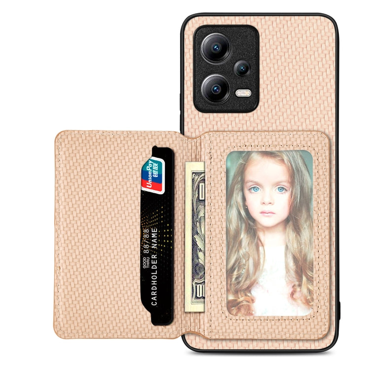 Carbon Fiber Magnetic Card Bag Phone Case, For Xiaomi Poco X5, For Xiaomi Redmi Note 10 5G, For Xiaomi Redmi Note 12 5G Global, For OPPO A74 5G