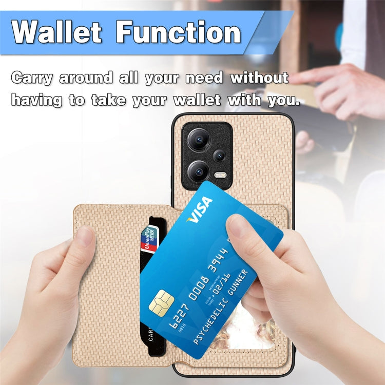 Carbon Fiber Magnetic Card Bag Phone Case, For Xiaomi Poco X5, For Xiaomi Redmi Note 10 5G, For Xiaomi Redmi Note 12 5G Global, For OPPO A74 5G