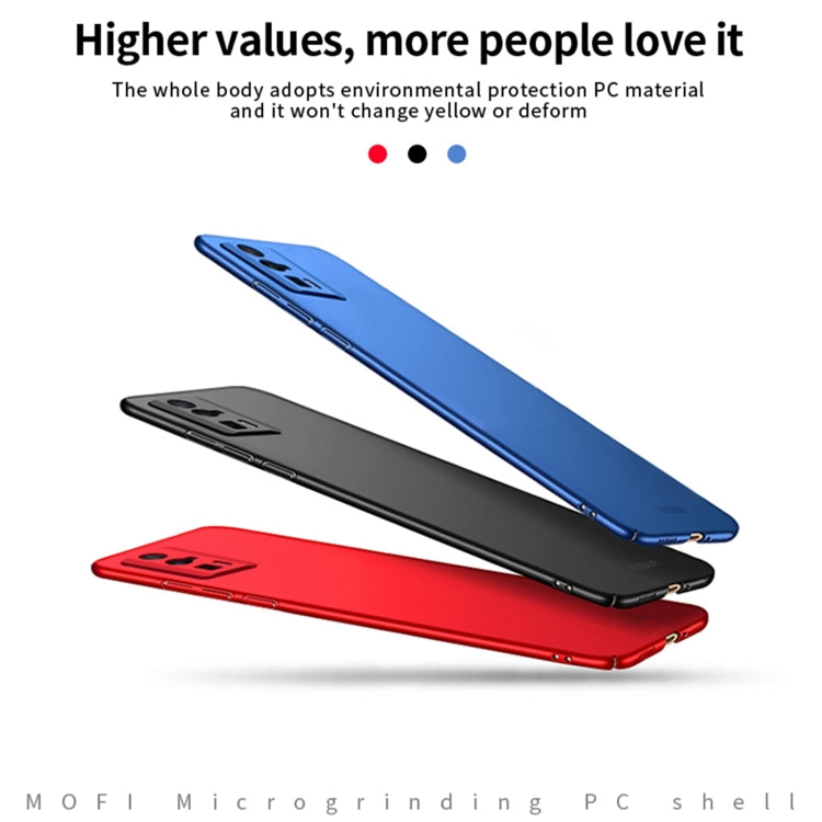 Frosted PC phone cases in blue, black, and red with slim cutout design