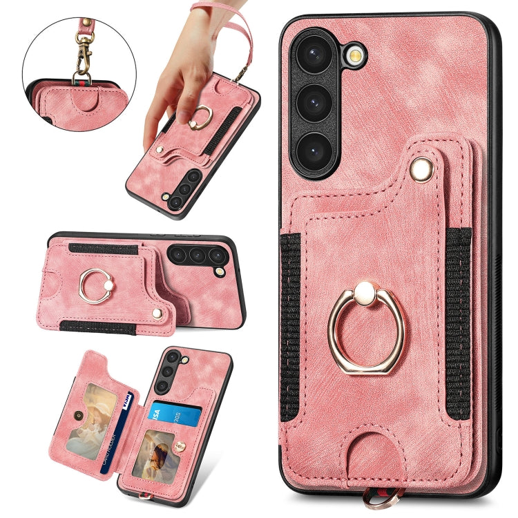 Retro Skin-feel Ring Multi-card Wallet Phone Case, For Samsung Galaxy S23+ 5G, For Samsung Galaxy S23 Ultra 5G, For Samsung Galaxy S22+ 5G, For Samsung Galaxy S22 Ultra 5G, For Samsung Galaxy S21 5G, For Samsung Galaxy S21+ 5G                          ...
