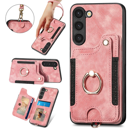 Retro Skin-feel Ring Multi-card Wallet Phone Case, For Samsung Galaxy S23+ 5G, For Samsung Galaxy S23 Ultra 5G, For Samsung Galaxy S22+ 5G, For Samsung Galaxy S22 Ultra 5G, For Samsung Galaxy S21 5G, For Samsung Galaxy S21+ 5G                          ...
