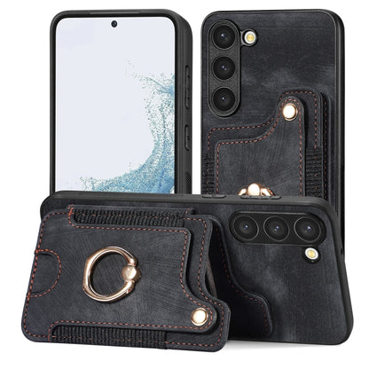 Retro Skin-feel Ring Multi-card Wallet Phone Case, For Samsung Galaxy S23+ 5G, For Samsung Galaxy S23 Ultra 5G, For Samsung Galaxy S22+ 5G, For Samsung Galaxy S22 Ultra 5G, For Samsung Galaxy S21 5G, For Samsung Galaxy S21+ 5G                          ...