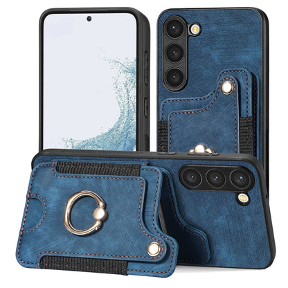 Retro Skin-feel Ring Multi-card Wallet Phone Case, For Samsung Galaxy S23+ 5G, For Samsung Galaxy S23 Ultra 5G, For Samsung Galaxy S22+ 5G, For Samsung Galaxy S22 Ultra 5G, For Samsung Galaxy S21 5G, For Samsung Galaxy S21+ 5G                          ...