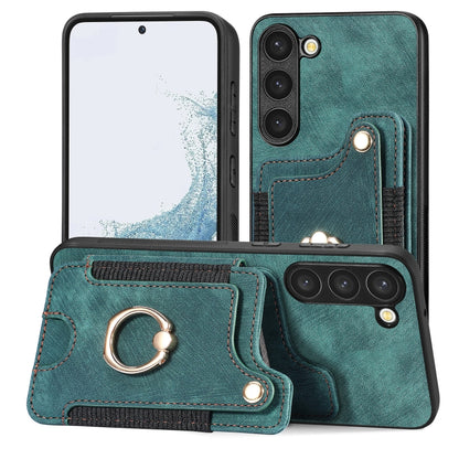 Retro Skin-feel Ring Multi-card Wallet Phone Case, For Samsung Galaxy S23+ 5G, For Samsung Galaxy S23 Ultra 5G, For Samsung Galaxy S22+ 5G, For Samsung Galaxy S22 Ultra 5G, For Samsung Galaxy S21 5G, For Samsung Galaxy S21+ 5G                          ...
