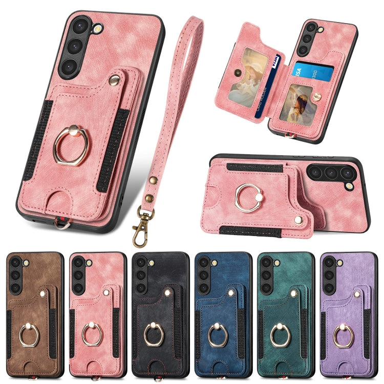 Retro Skin-feel Ring Multi-card Wallet Phone Case, For Samsung Galaxy S23+ 5G, For Samsung Galaxy S23 Ultra 5G, For Samsung Galaxy S22+ 5G, For Samsung Galaxy S22 Ultra 5G, For Samsung Galaxy S21 5G, For Samsung Galaxy S21+ 5G                          ...